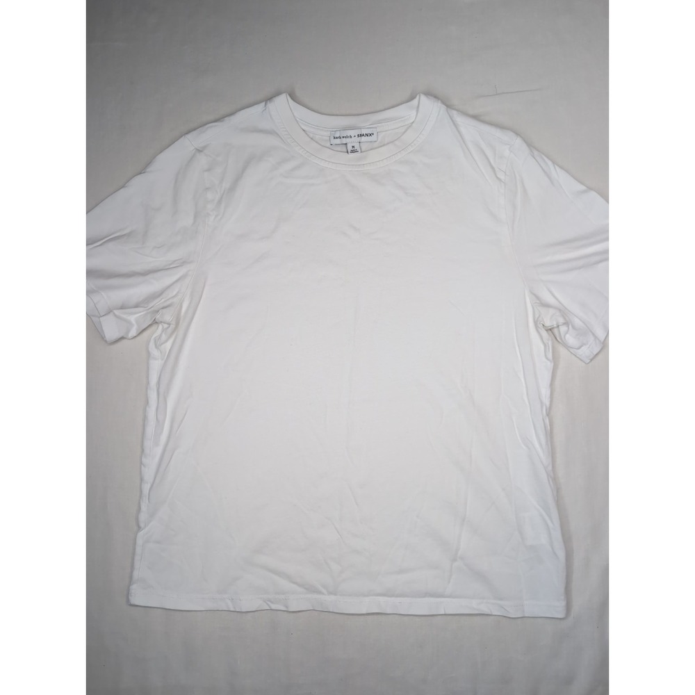 SPANX x Karla Welch Womens Medium Everyday Tee White Cotton Boxy T-Shirt 22833R